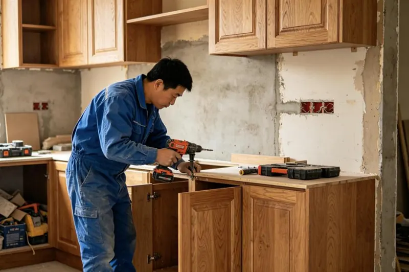 Cabinet making workshop worker